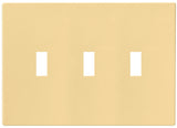 Eaton Wiring Devices PJS3V Wallplate, 4-7/8 in L, 6-3/4 in W, 3 -Gang, Polycarbonate, Ivory, High-Gloss