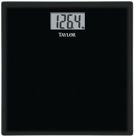 Taylor 75584192B Bathroom Scale, 400 lb Capacity, LCD Display, Black, 13.63 in OAW, 13.63 in OAD, 1.94 in OAH