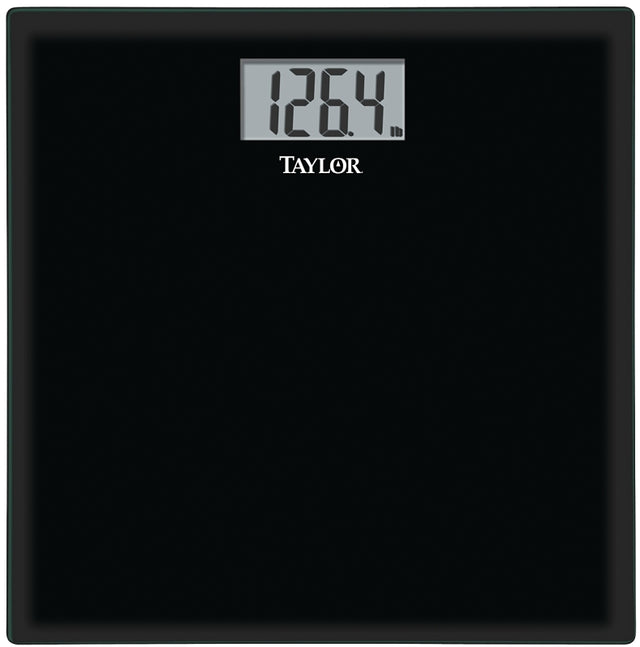 Taylor 75584192B Bathroom Scale, 400 lb Capacity, LCD Display, Black, 13.63 in OAW, 13.63 in OAD, 1.94 in OAH