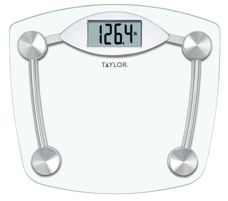 Taylor 75064192 Digital Bathroom Scale, 400 lb Capacity, LCD Display, Glass Housing Material, Clear, 13 in OAW, Pack of 2