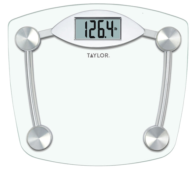 Taylor 75064192 Digital Bathroom Scale, 400 lb Capacity, LCD Display, Glass Housing Material, Clear, 13 in OAW, Pack of 2