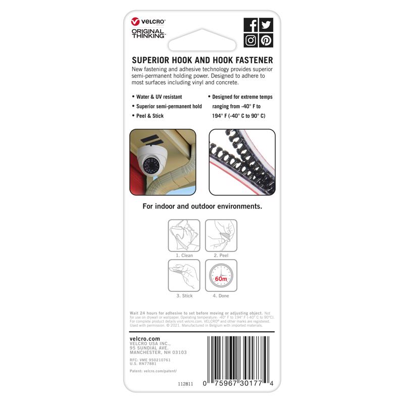 VELCRO Brand Small Nylon Hook and Loop Fastener 1 in. L 6 pk