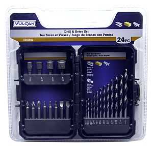 Vulcan 870840OR Drill Bit Set, 24-Piece, S2 Steel, Chrome Molybdenum/Satin