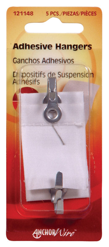 HILLMAN Steel-Plated Clear Adhesive Hangers 1-1/2 lb 5 pk, Pack of 10