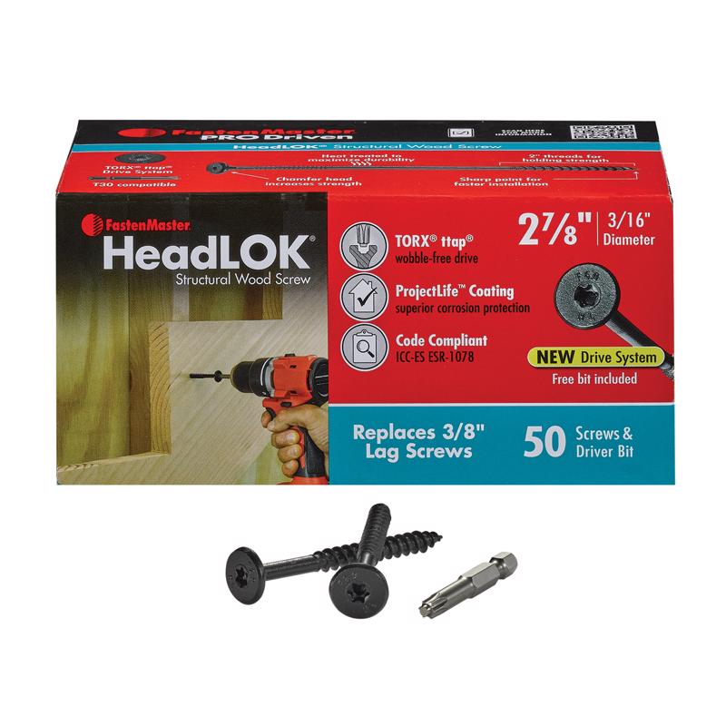 FastenMaster Headlok 2-7/8 in. L Torx Ttap T30 Coarse Structural Wood Screws 50 pk