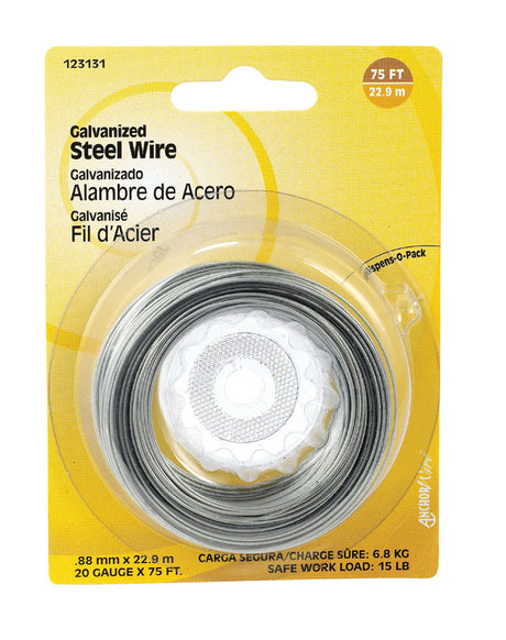 HILLMAN 75 ft. L Galvanized Steel 20 Ga. Wire, Pack of 10