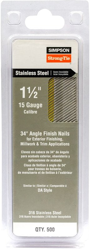 Simpson Strong-Tie T15N150SFB Series Finishing Nail, Tape Collation, 4D, 1-1/2 in L, 15 ga Gauge, 0.128 in Head Size