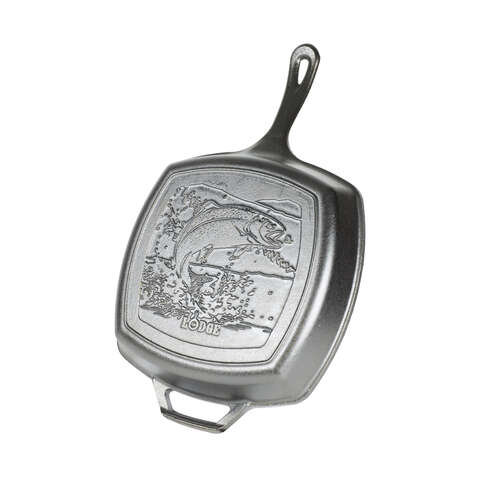 Lodge Wildlife Series-Rainbow Trout Cast Iron Grill Pan 10-1/2 in. Black