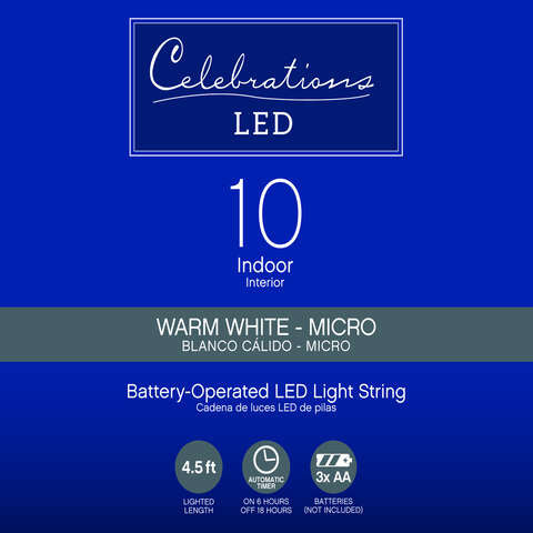 Celebrations LED Warm White String Christmas Lights 4.5 ft., Pack of 12