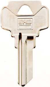 Hy-Ko 11010DE1 Key Blank, Brass, Nickel, For: Dexter Cabinet, House Locks and Padlocks, DE1 Key Number, Pack of 10
