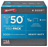 Arrow T50 Series 505IP Staple, 3/8 in W Crown, 5/16 in L Leg