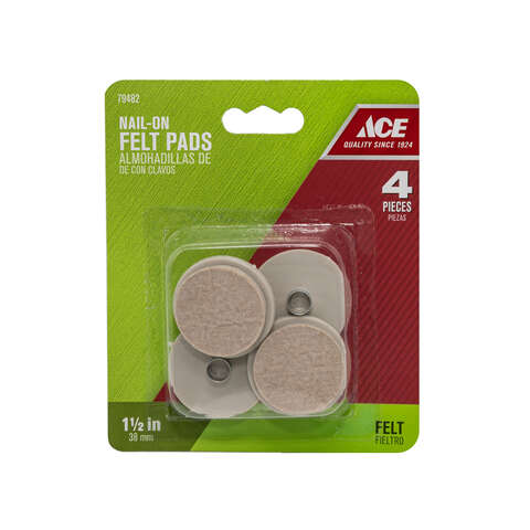 Ace Beige 1-1/2 in. Nail-On Felt Cushioned Glide 4 pk