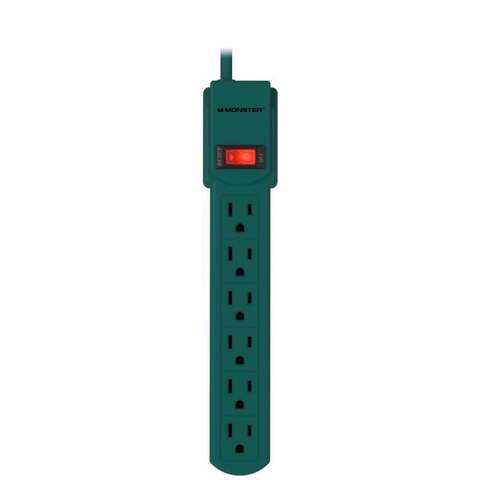 Monster Just Power It Up 3 ft. L 6 outlets Power Strip Green