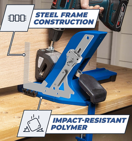 Kreg KPHJ720 Pocket Hole Jig, 1/2 to 1-1/2 in Clamping, Includes: Dust Collection Blade and Adapter