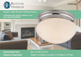 Boston Harbor F13BB01-6854-BN Single Light Round Ceiling Fixture, 120 V, 60 W, 1-Lamp, A19 or CFL Lamp