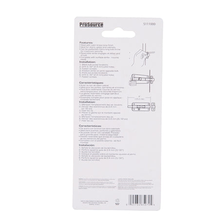 ProSource BH-101-PS Lockable Barrel Bolt, 0.31 Dia in Bolt Head, 4 in L Bolt, Steel, Satin Brass