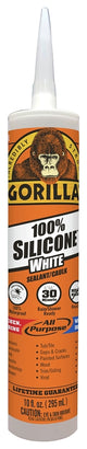 Gorilla 8060002 Silicone Sealant, White, 1 days Curing, -40 to 350 deg F, 10 oz Cartridge