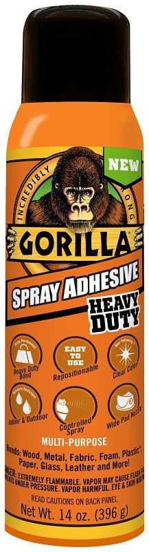 Gorilla 6301502 Spray Adhesive, Clear, 24 hr Curing, 14 oz Can