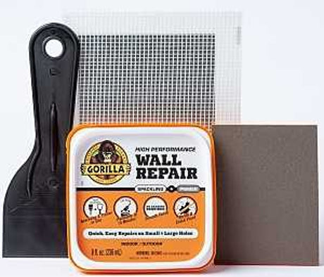 Gorilla 103959 High-Performance Wall Repair Kit, Semi-Solid, Off-White, Pack of 4