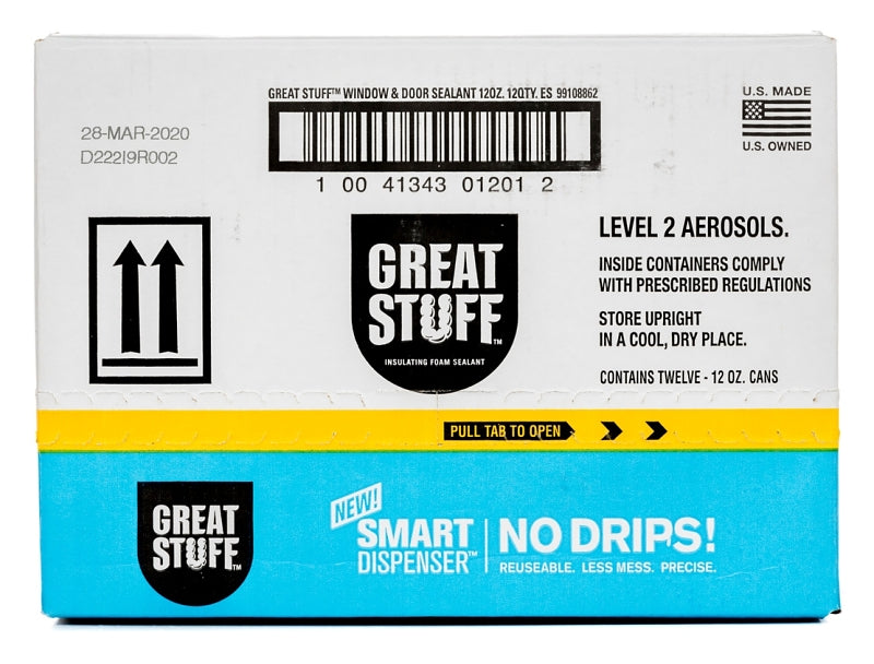 Great Stuff 99108862 Window & Door Insulating Foam Sealant, Reusable, 12 oz