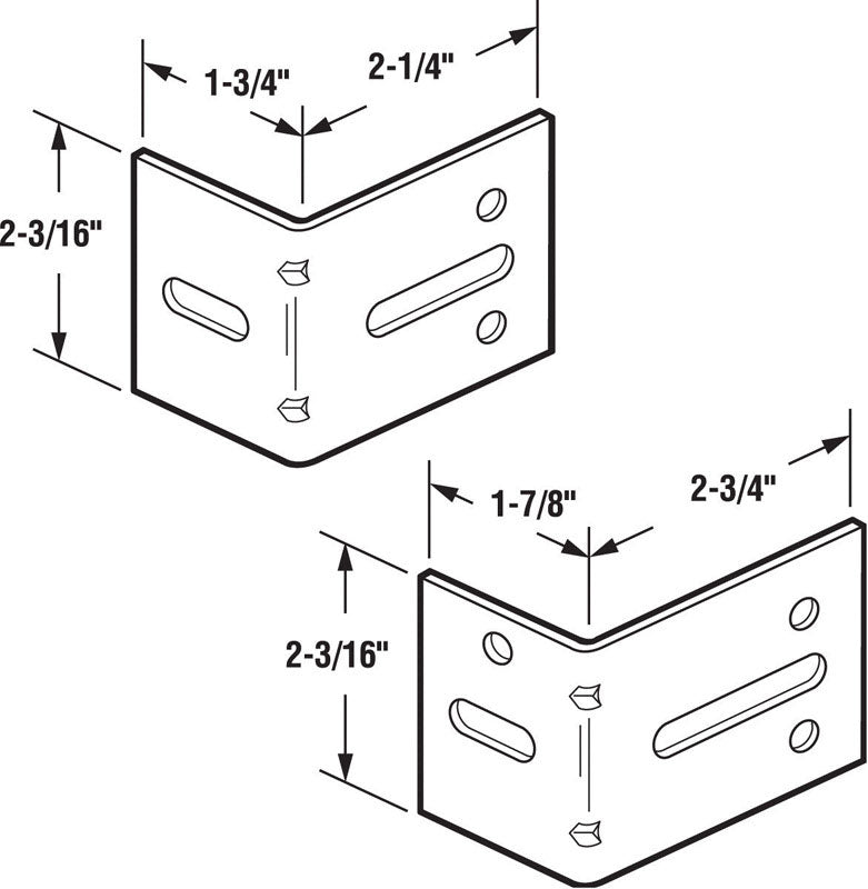 Prime-Line 2-3/16 in. W X 2-1/4 & 2-3/4 in. L Steel Bracket