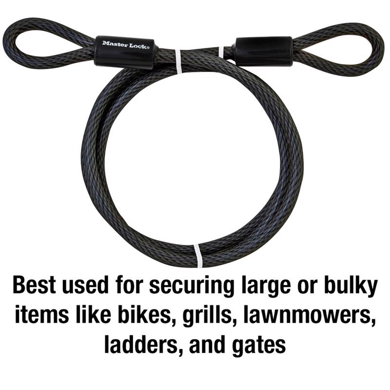 Master Lock 3/8 in. D X 72 in. L Vinyl Coated Steel Flexible Braided Steel Cable