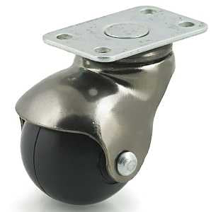 Dh Casters C-H15P2AB Swivel Ball Caster, 1-1/2 in Dia Wheel, Rubber Wheel, 90 lb