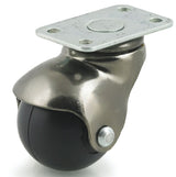 Dh Casters C-H15P2AB Swivel Ball Caster, 1-1/2 in Dia Wheel, Rubber Wheel, 90 lb