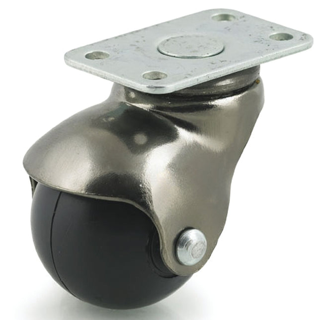 Dh Casters C-H15P2AB Swivel Ball Caster, 1-1/2 in Dia Wheel, Rubber Wheel, 90 lb