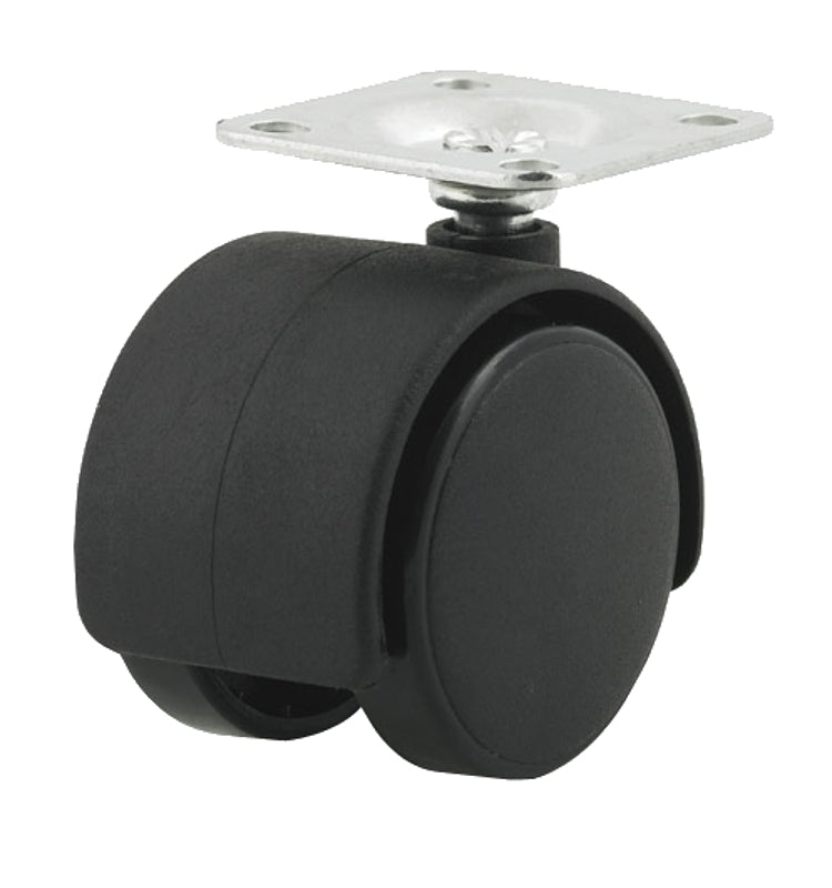 Dh Casters C-T20P1BK Swivel Caster, 2 in Dia Wheel, Plastic Wheel, Black, 85 lb