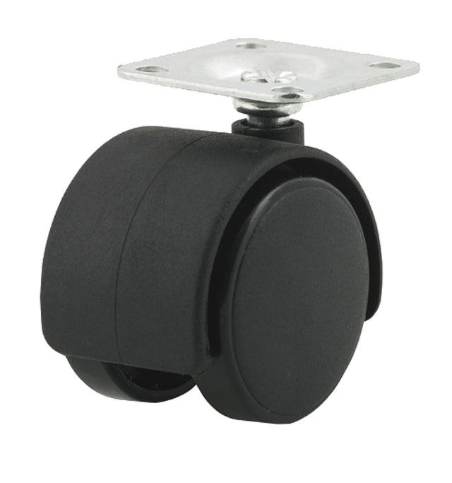 Dh Casters C-T20P1BK Swivel Caster, 2 in Dia Wheel, Plastic Wheel, Black, 85 lb