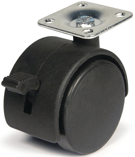 Dh Casters C-T20P1BKB Swivel Caster, 2 in Dia Wheel, Plastic Wheel, Black, 85 lb