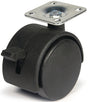 Dh Casters C-T20P1BKB Swivel Caster, 2 in Dia Wheel, Plastic Wheel, Black, 85 lb