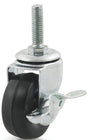 Dh Casters C-L20T2RSB Swivel Caster with Brake, 2 in Dia Wheel, 13/16 in W Wheel, Rubber Wheel, 77 lb