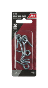 Ace Small Zinc-Plated Silver Steel 2 in. L Hook and Eye 2 pk, Pack of 5