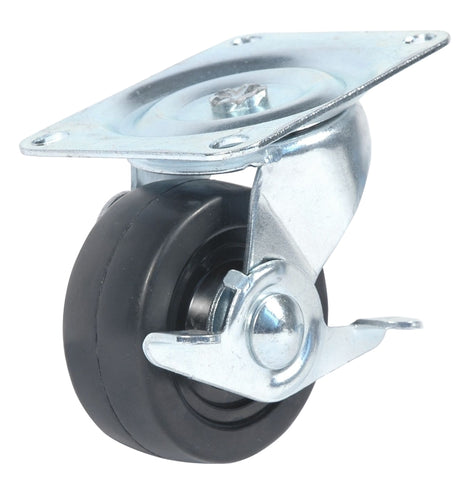 Dh Casters C-GD30RSB Swivel Caster, 3 in Dia Wheel, 1-1/4 in W Wheel, Rubber Wheel, 125 lb