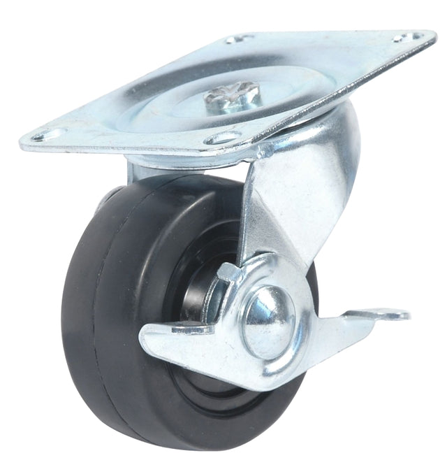 Dh Casters C-GD30RSB Swivel Caster, 3 in Dia Wheel, 1-1/4 in W Wheel, Rubber Wheel, 125 lb