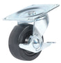 Dh Casters C-GD30RSB Swivel Caster, 3 in Dia Wheel, 1-1/4 in W Wheel, Rubber Wheel, 125 lb