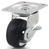 Dh Casters C-GD25HRSB Swivel Caster, 2-1/2 in Dia Wheel, 1-1/8 in W Wheel, Rubber Wheel, 200 lb