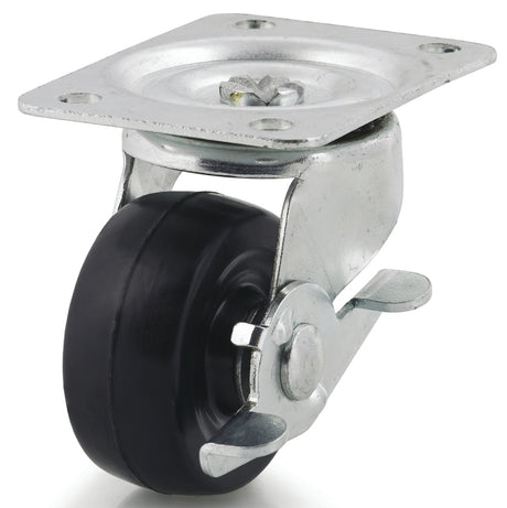 Dh Casters C-GD25HRSB Swivel Caster, 2-1/2 in Dia Wheel, 1-1/8 in W Wheel, Rubber Wheel, 200 lb