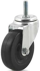 Dh Casters C-LM3T3RS Swivel Caster, 3 in Dia Wheel, 1-1/4 in W Wheel, Rubber Wheel, 220 lb
