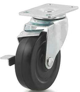 Dh Casters C-LM4P1RSB Swivel Caster, 4 in Dia Wheel, 1-1/4 in W Wheel, Rubber Wheel, 265 lb