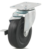 Dh Casters C-LM4P1RSB Swivel Caster, 4 in Dia Wheel, 1-1/4 in W Wheel, Rubber Wheel, 265 lb