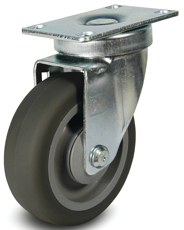 Dh Casters C-LM5P1TPSB Swivel Caster, 5 in Dia Wheel, 1-1/4 in W Wheel, Thermoplastic Rubber Wheel, Gray, 240 lb