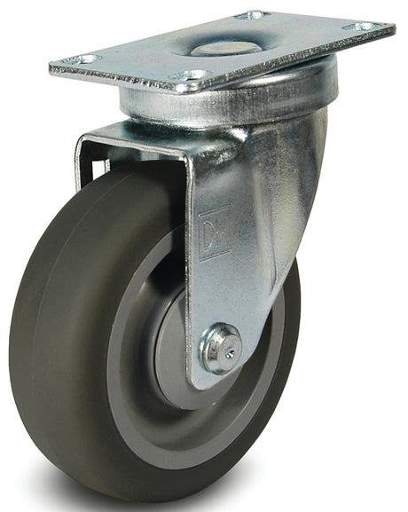 Dh Casters C-LM5P1TPSB Swivel Caster, 5 in Dia Wheel, 1-1/4 in W Wheel, Thermoplastic Rubber Wheel, Gray, 240 lb