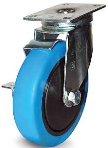 Dh Casters C-LM35P1BMSB Swivel Caster, 3-1/2 in Dia Wheel, 1-1/4 in W Wheel, Thermoplastic Rubber Wheel, Blue, 220 lb