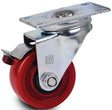 Dh Casters C-LM3P1PUSB Swivel Caster, 3 in Dia Wheel, 1-1/4 in W Wheel, Polyurethane Wheel, Red, 240 lb