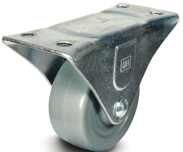 Dh Casters C-GD20MRR Rigid Caster, 2 in Dia Wheel, 15/16 in W Wheel, Rubber Wheel, Gray, 125 lb