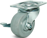 Dh Casters C-GD20MRSB Swivel Caster, 2 in Dia Wheel, 15/16 in W Wheel, Rubber Wheel, Gray, 125 lb