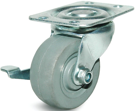 Dh Casters C-GD20MRSB Swivel Caster, 2 in Dia Wheel, 15/16 in W Wheel, Rubber Wheel, Gray, 125 lb